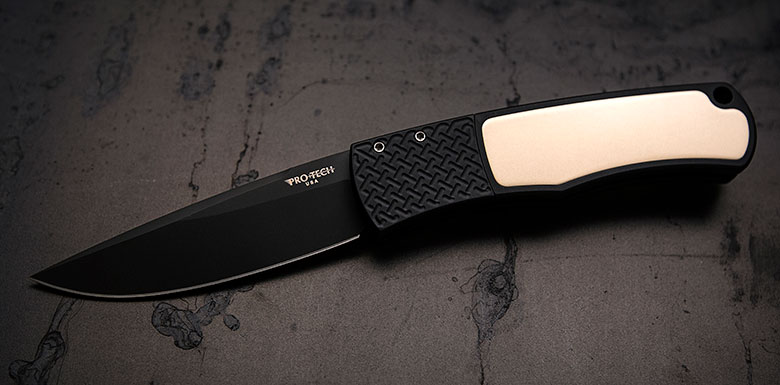 A Pro-Tech Magic BR-1 with a hidden-release automatic system.