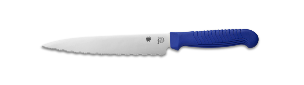 Serrated Spyderco utility kitchen knife
