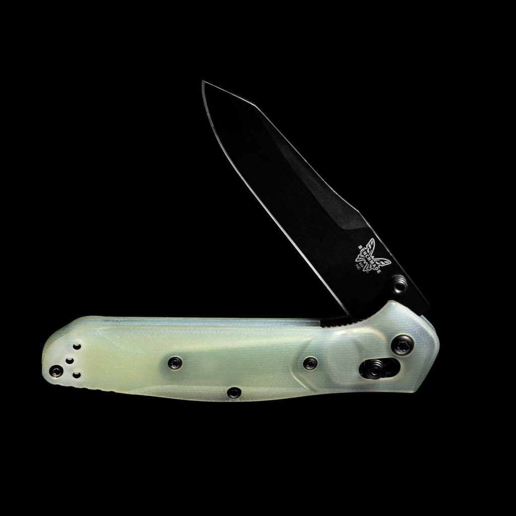 Benchmade 940 Osborne folding knife with jade G-10 handle