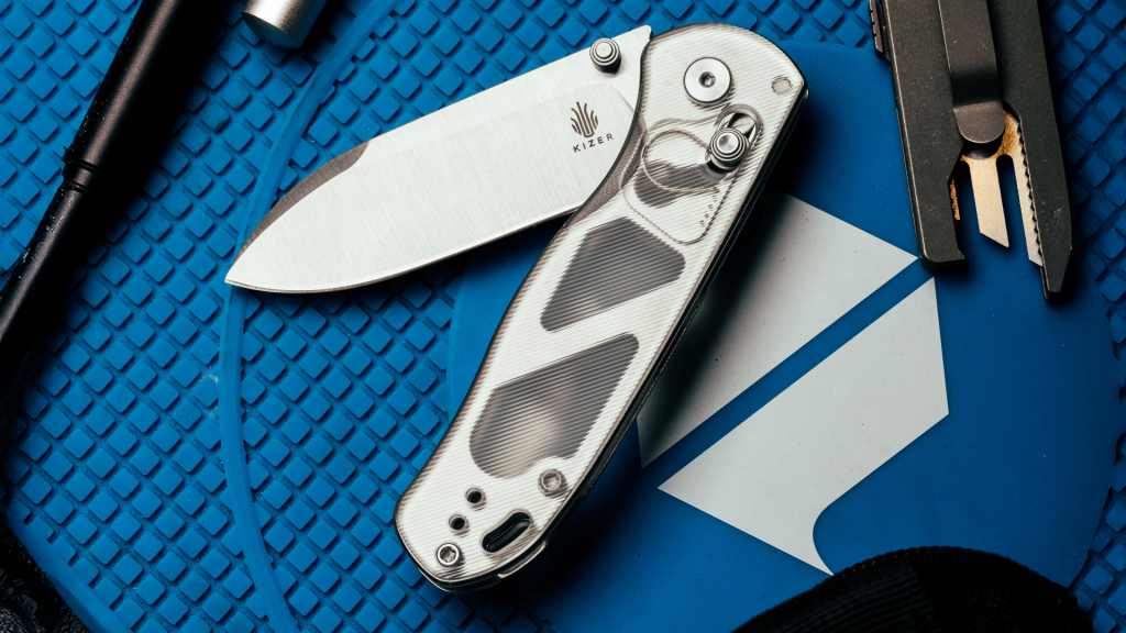 Partially folded kizer drop bear on blue background