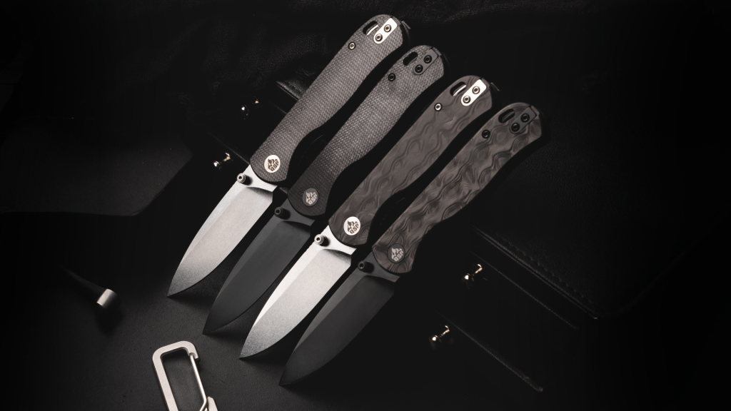 four qsp ferret models with black micarta or carbon fiber handle scales