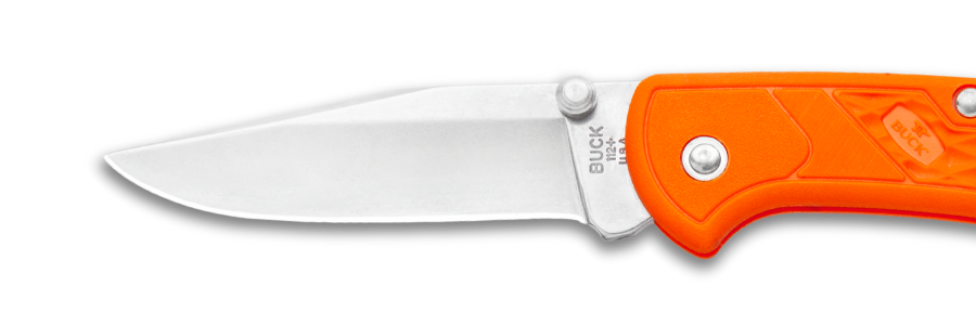 The Buck 112 Slim is hard to miss with its high visibility orange handle.