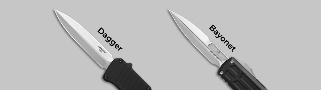 Two OTFs: Dagger blade and bayonet blade (at an angle, labeled).