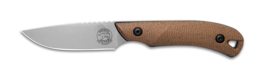 White River Axiom Fixed Blade Knife Natural Canvas Micarta/Blk Liners (2.9