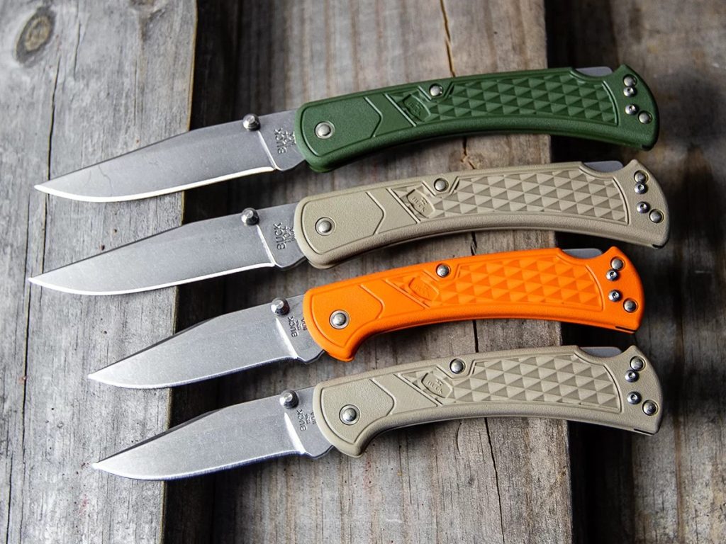 Four Buck knives: two 110 slims and two 112 slims.